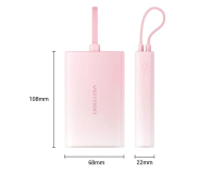 Vention Powerbank 10000 mAh USB-C Lightning USB-A 22,5W różowy - 1543389 - zdjęcie 2